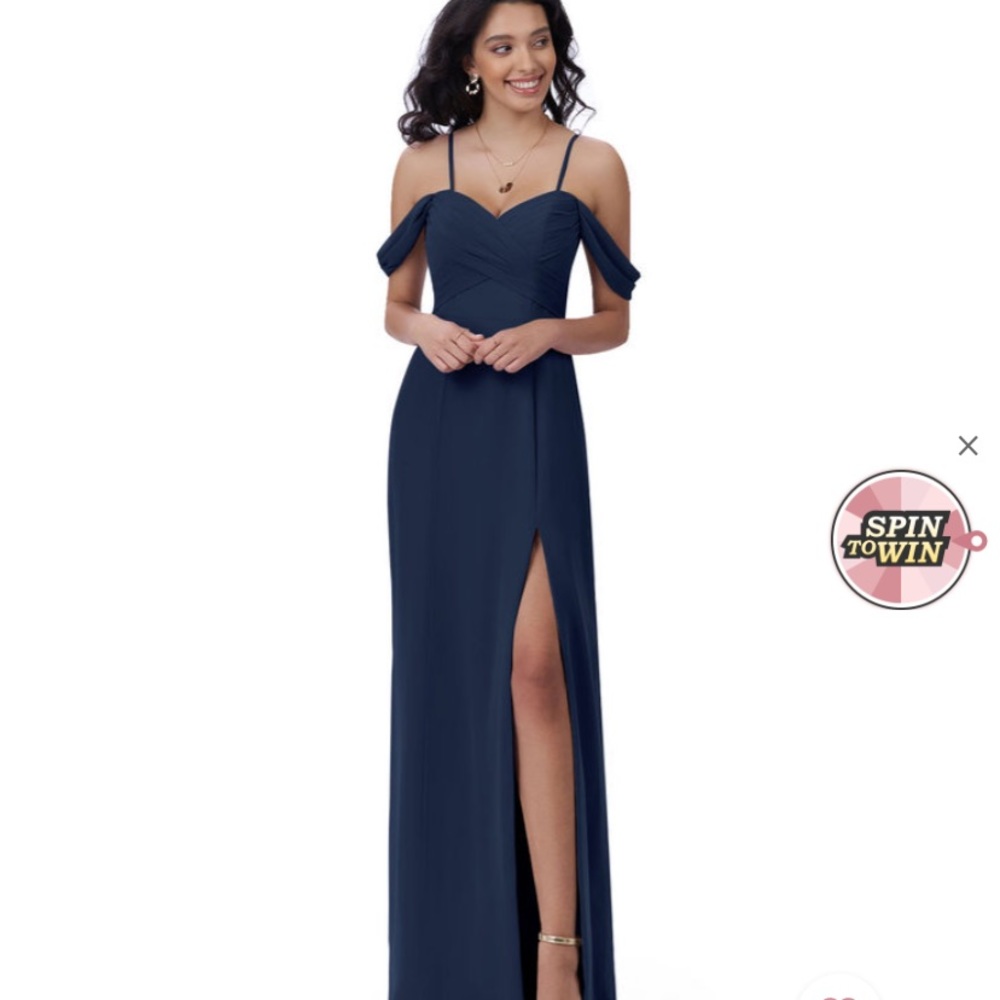 Azazie Joretta bridesmaid dress. Navy. Size six! Worn only once. Dry cleaned!
